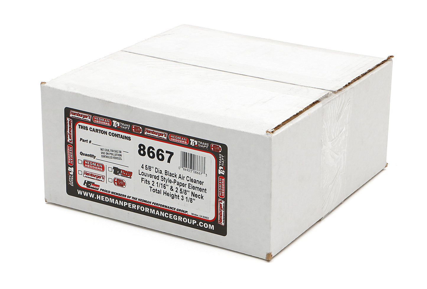 Trans-Dapt Performance Asphalt Black Powder Coated 4-5/8 In. Louvered Air Cleaner 8667