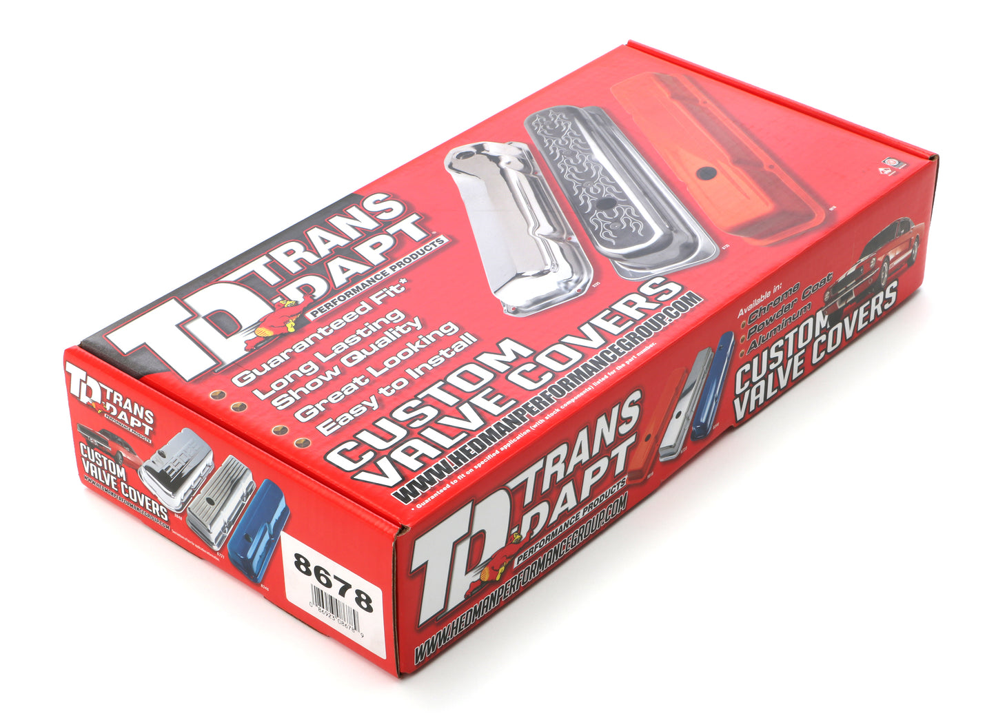 Trans-Dapt Performance Chevy 350 Logo Short Asphalt Black Powder Coated Valve Covers 8678