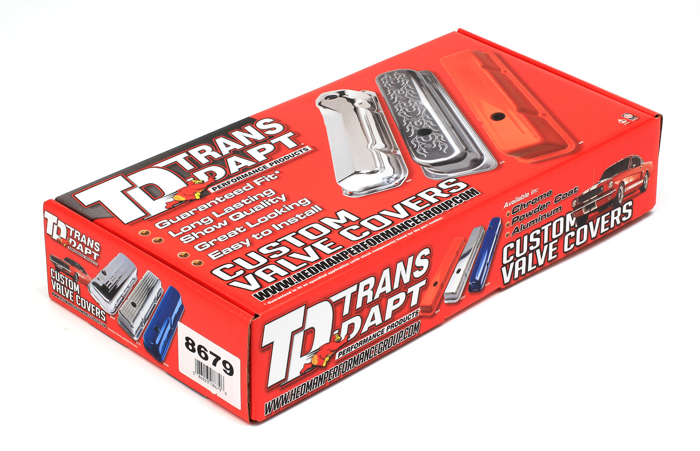 Trans-Dapt Performance Chevy 327 Logo Tall Asphalt Black Powder Coated Valve Covers 8679