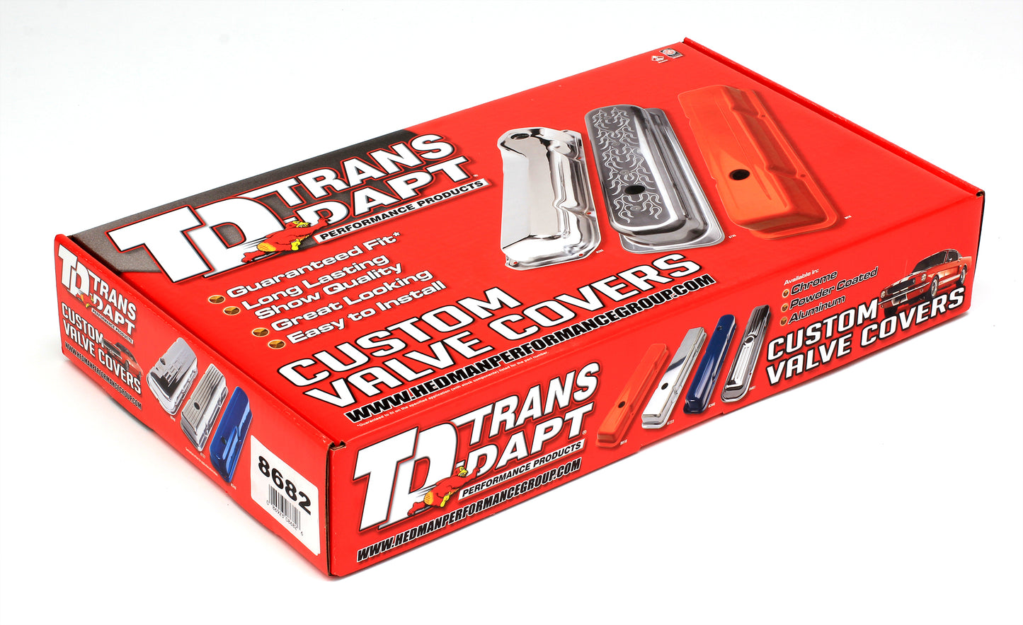 Trans-Dapt Performance Chevy 454 Logo Short Asphalt Black Powder Coated Valve Covers 8682