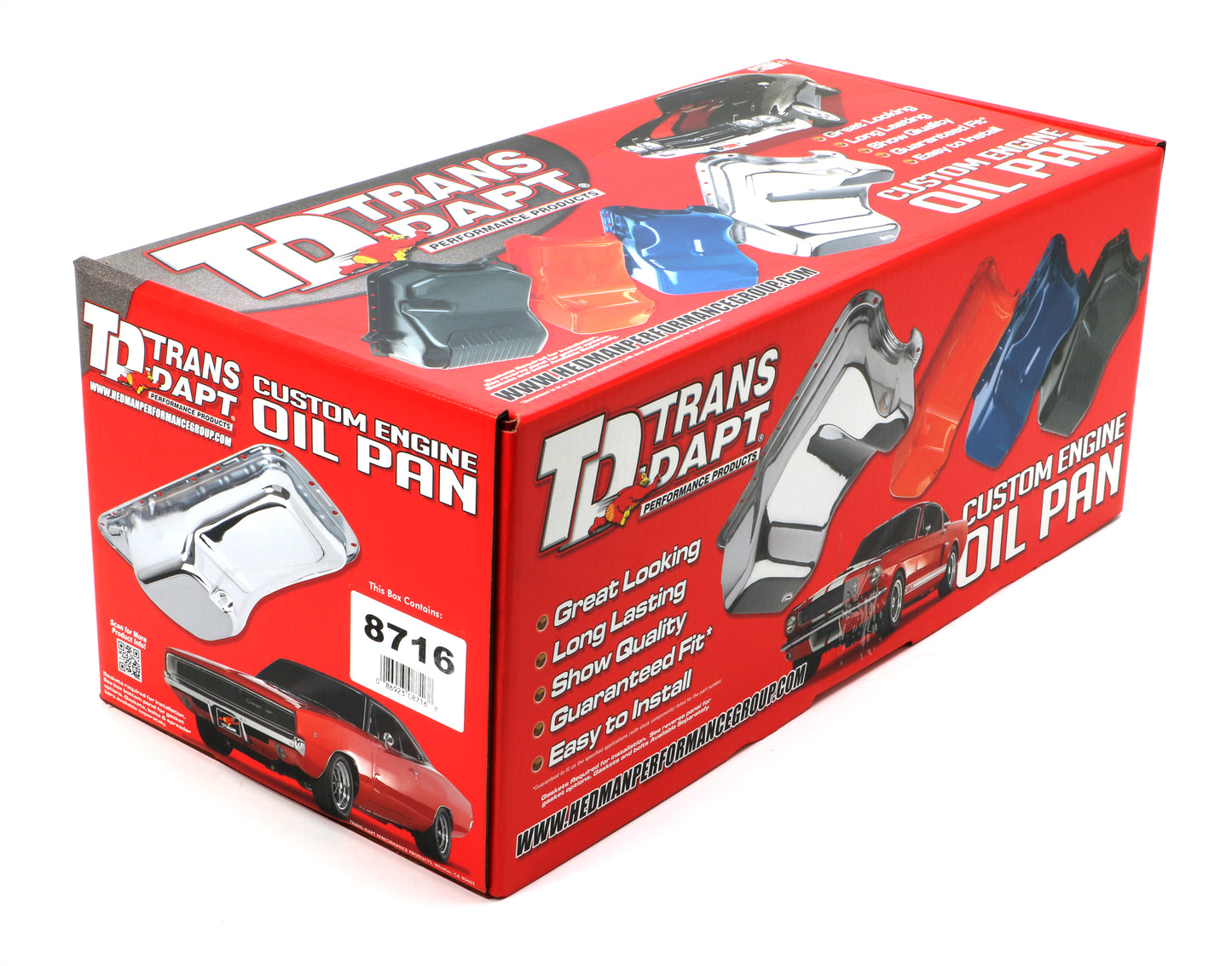 Trans-Dapt Performance 1958-76 Ford 352 360 390 406 427 428 (Not Cobrajet 428); Front Sump Oem Style Oil Pan- Asphalt Black (Stock Capacity) 8716
