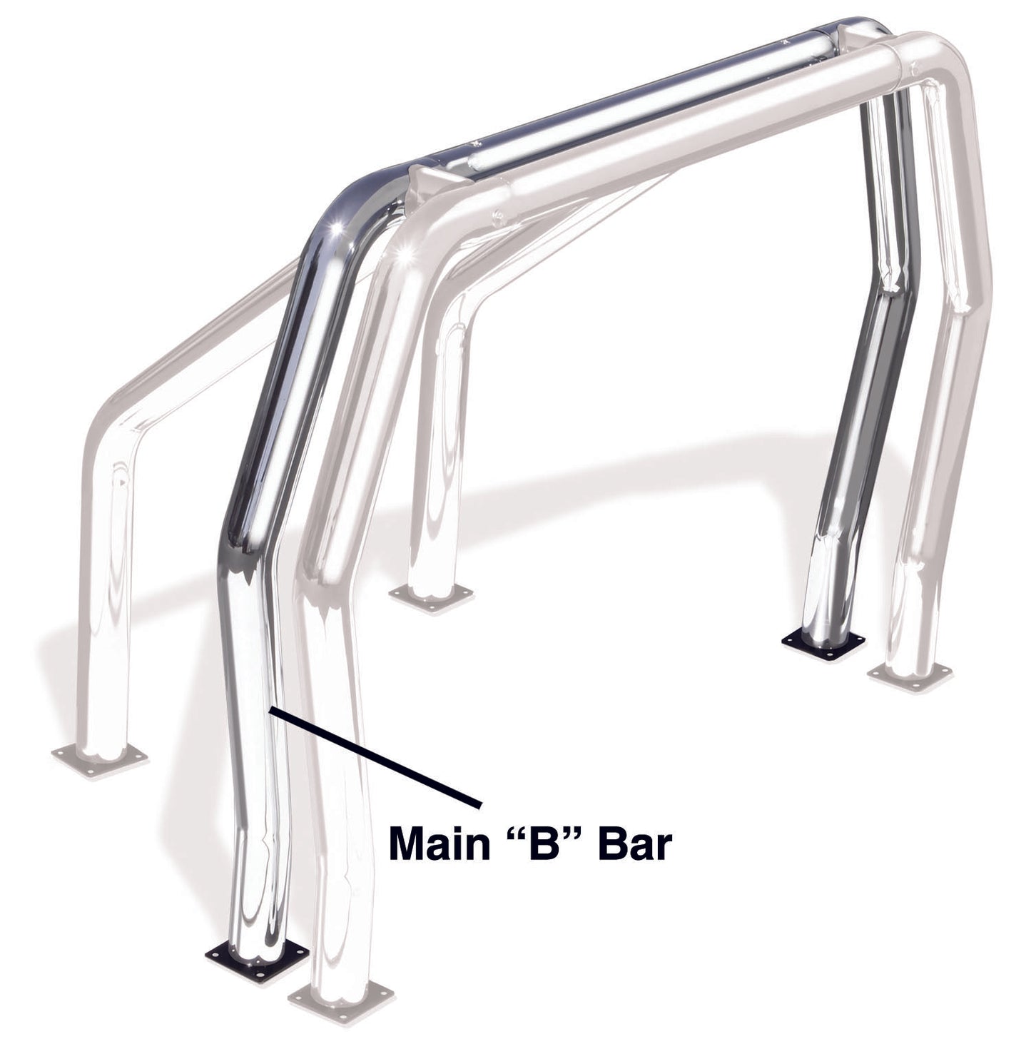 Go Rhino 96002C Bed Bar Compenent "B" Main Bar Chrome