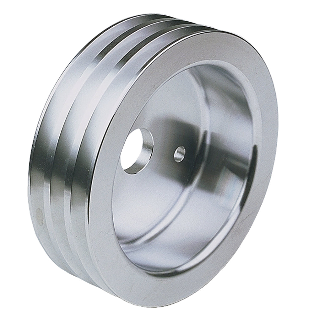 Trans-Dapt Performance Crankshaft Pulley; 3 Groove; Chevrolet 283-350; Short Water Pump- Machined Aluminum 8880