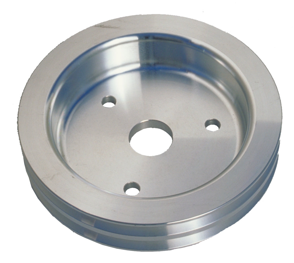 Trans-Dapt Performance Crankshaft Pulley; 2 Groove; 1955-1968 Chevrolet 396-454; Short Water Pump- Polished Aluminum 8893
