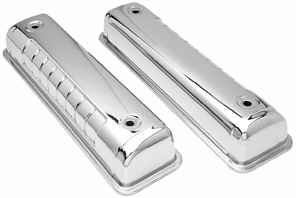 Trans-Dapt Performance O.E.M. Reproduction Design Valve Covers; Stock; 1956-1962 Ford Y-Block- Chrome 8986