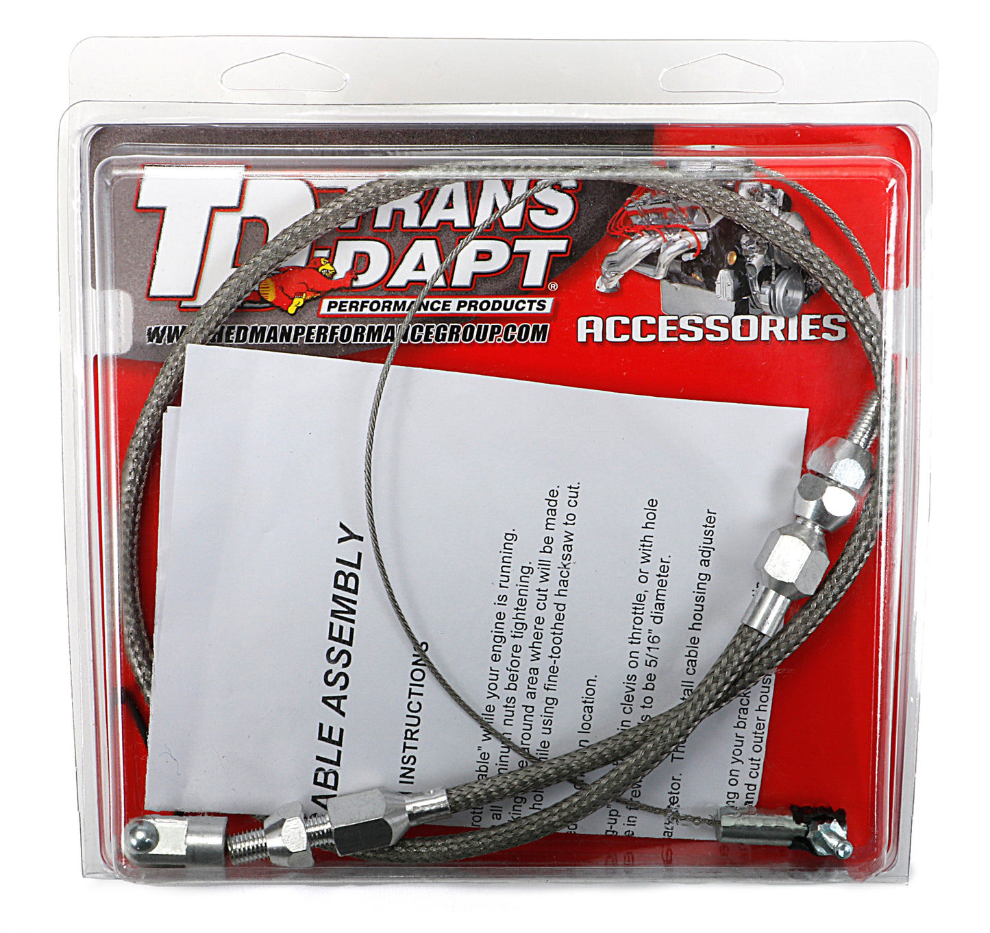 Trans-Dapt Performance Throttle Cable With Housing; 24 In. Long- Stainless Steel 8988