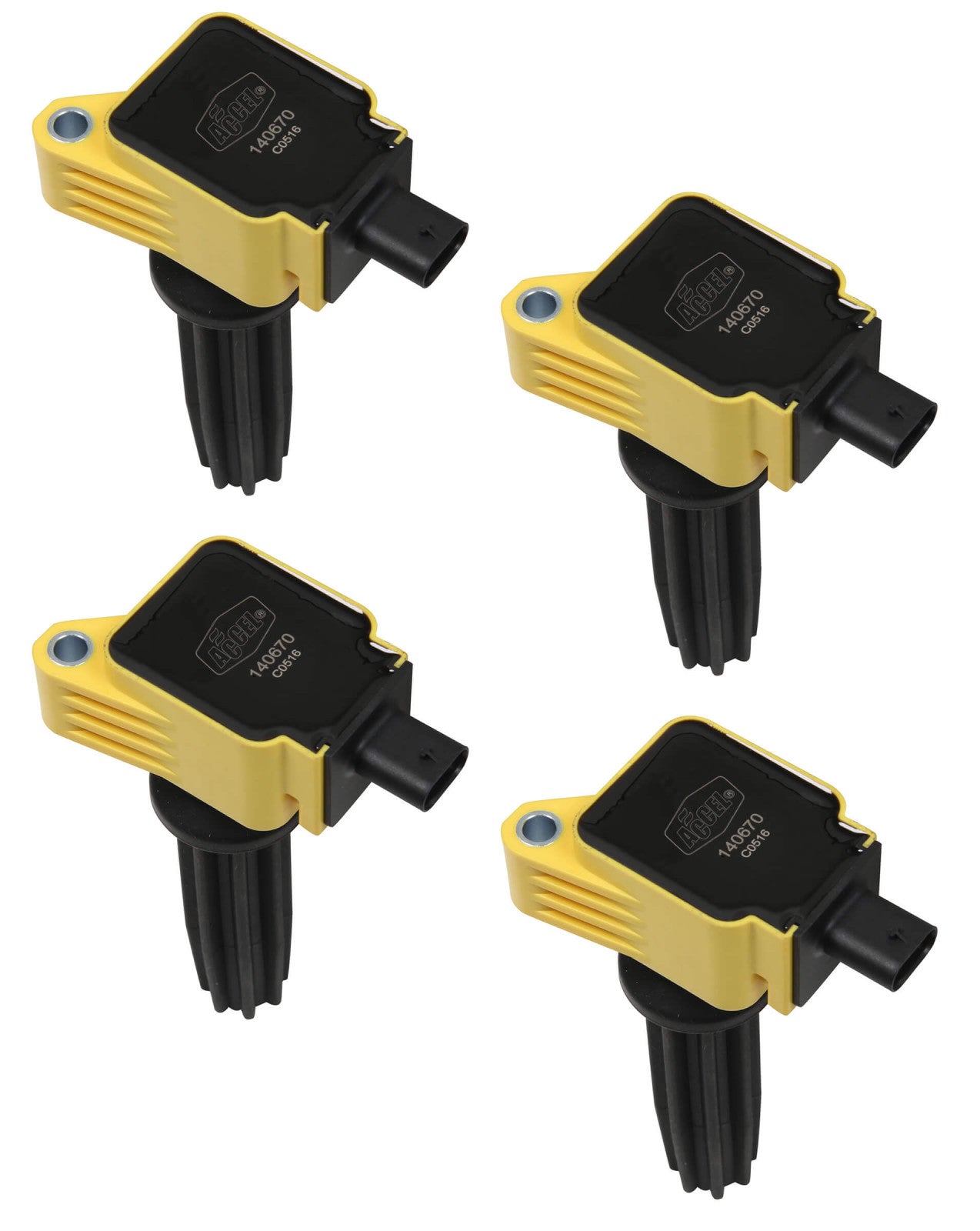 ACCEL Ignition Coil - SuperCoil - 2012-2017 Ford EcoBoost 2.0L/2.3L - L4 - Yellow - 4-Pack 140670-4