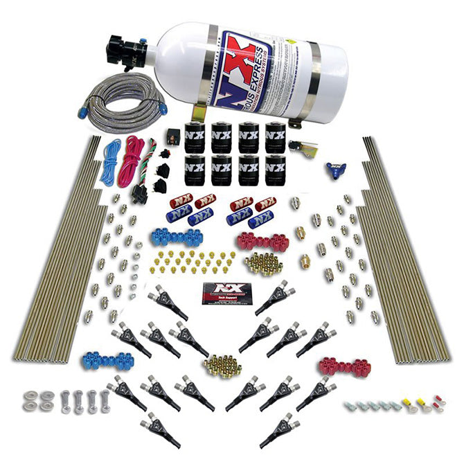 Nitrous Express SHARK DUAL STG /GAS 16 NZLS (200-1200HP) 8 SOLENOIDS WITH 10LB BOTTLE NX-90008-10