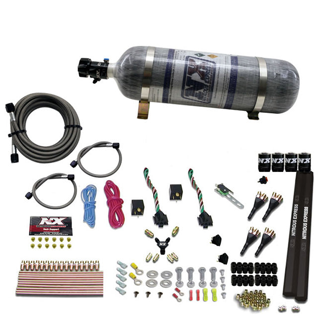 Nitrous Express 4-CYL SX2 NOZZLE SYSTEM W/ COMPOSITE BOTTLE (100-300HP X 2) NX-90094-12