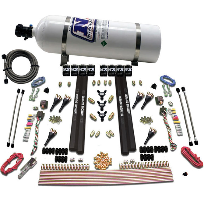 Nitrous Express 6-CYL. SX2 DUAL STAGE NOZZLE SYSTEM W/ 15LB BOTTLE NX-90096-15