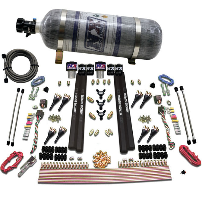 Nitrous Express SX2 DUAL STG/GAS/RAILS 8 NZLS (200-1200HP) W/ COMPOSITE BOTTLE NX-90209-12
