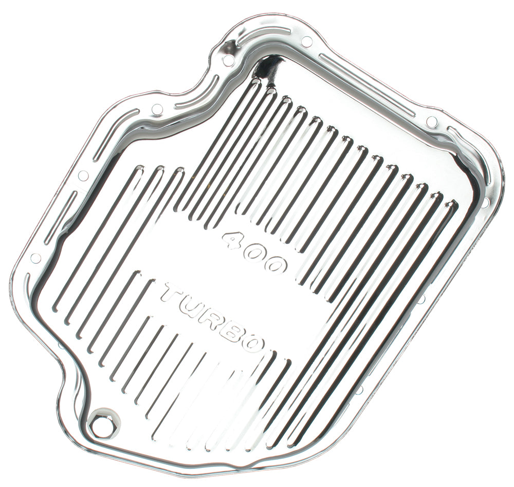 Trans-Dapt Performance Th400- Chrome Transmission Pan; Stock Capacity; Stock Depth; Finned Bottom 9121