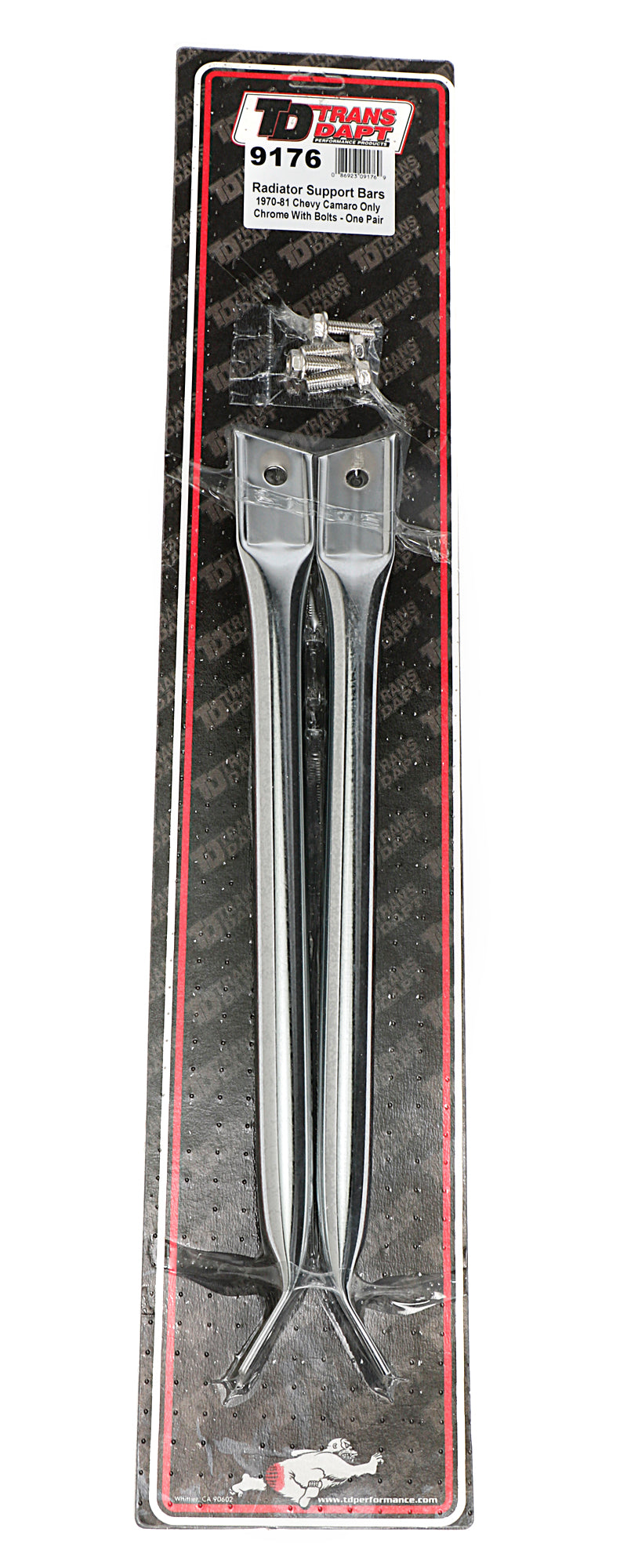 Trans-Dapt Performance Radiator Support Bars; 1970-81 Camaros Only (Pr.)- Chrome 9176