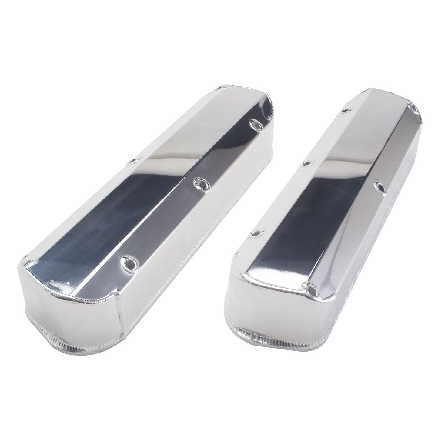 HAMBURGER'S PERFORMANCE PRODUCTS POLISHED ALUMINUM FABRICATED VALVE COVERS; FORD SB ENGINES (260 289 302 351W); NO HOLES/BAFFLES 1063