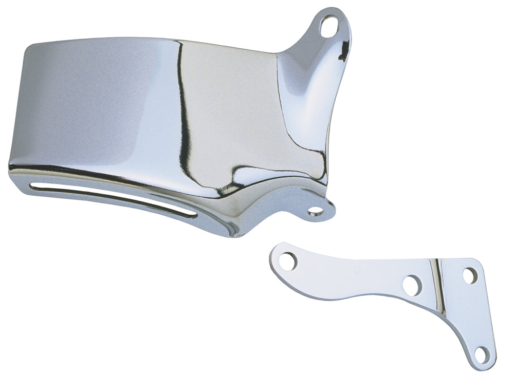 Trans-Dapt Performance O.E.M. Style Alternator Bracket Set; 1976-1986 Chevrolet 305-350; Long Water Pump- Chrome 9317