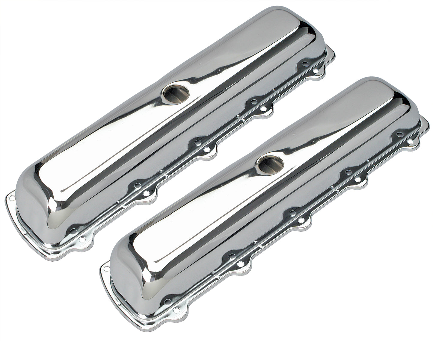 Trans-Dapt Performance Traditional Design Valve Covers; Short; 1964-1988 Sb Olds 330-455- Chrome 9381