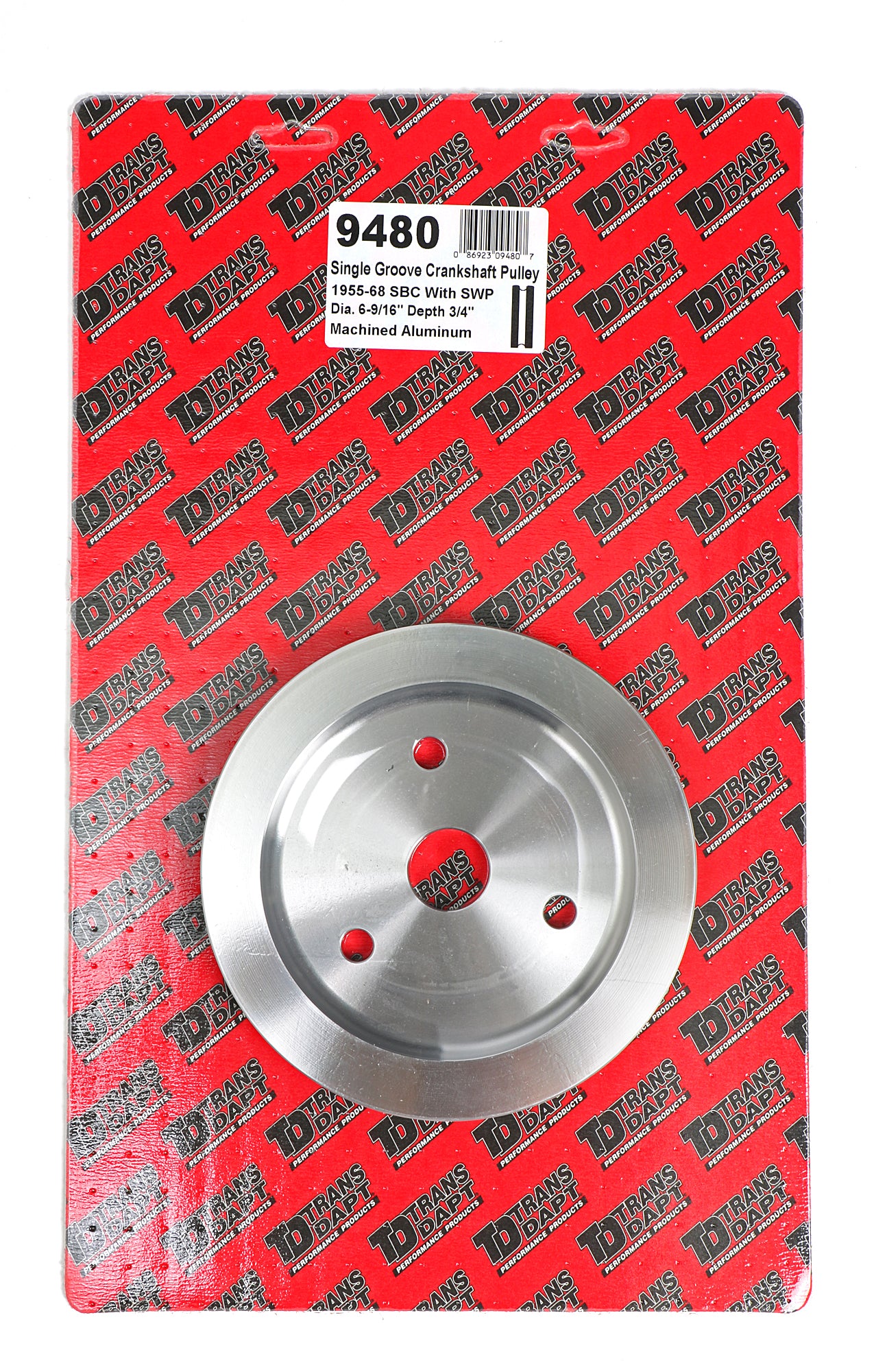 Trans-Dapt Performance Crankshaft Pulley; 1 Groove; Chevrolet 283-350; Short Water Pump- Machined Aluminum 9480