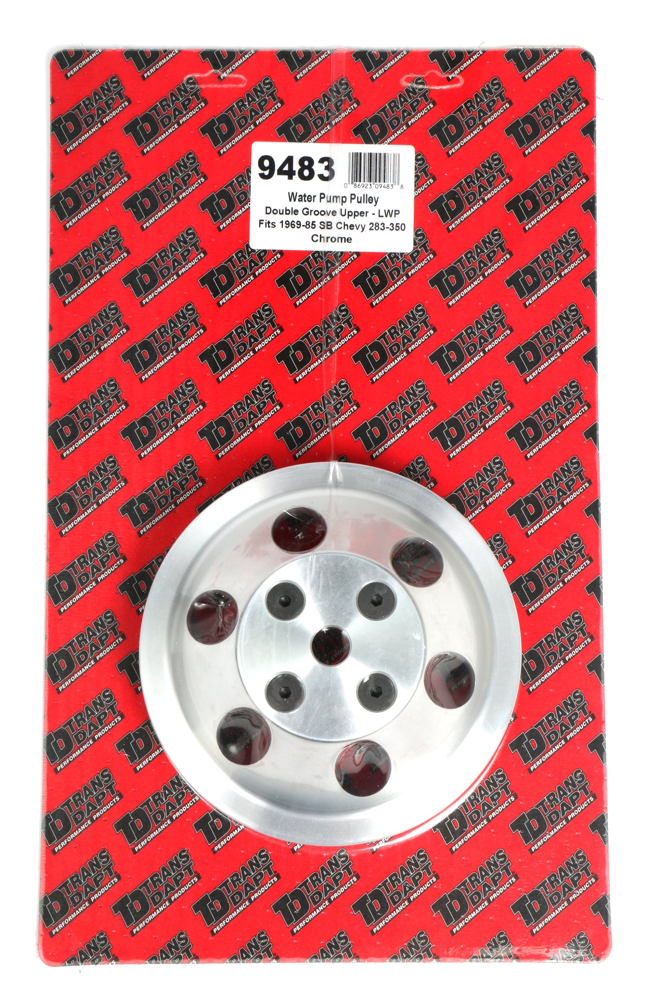 Trans-Dapt Performance Water Pump Pulley; 2 Groove; 1969-1985 Chevrolet 283-350; Long Water Pump- Machined Aluminum 9483