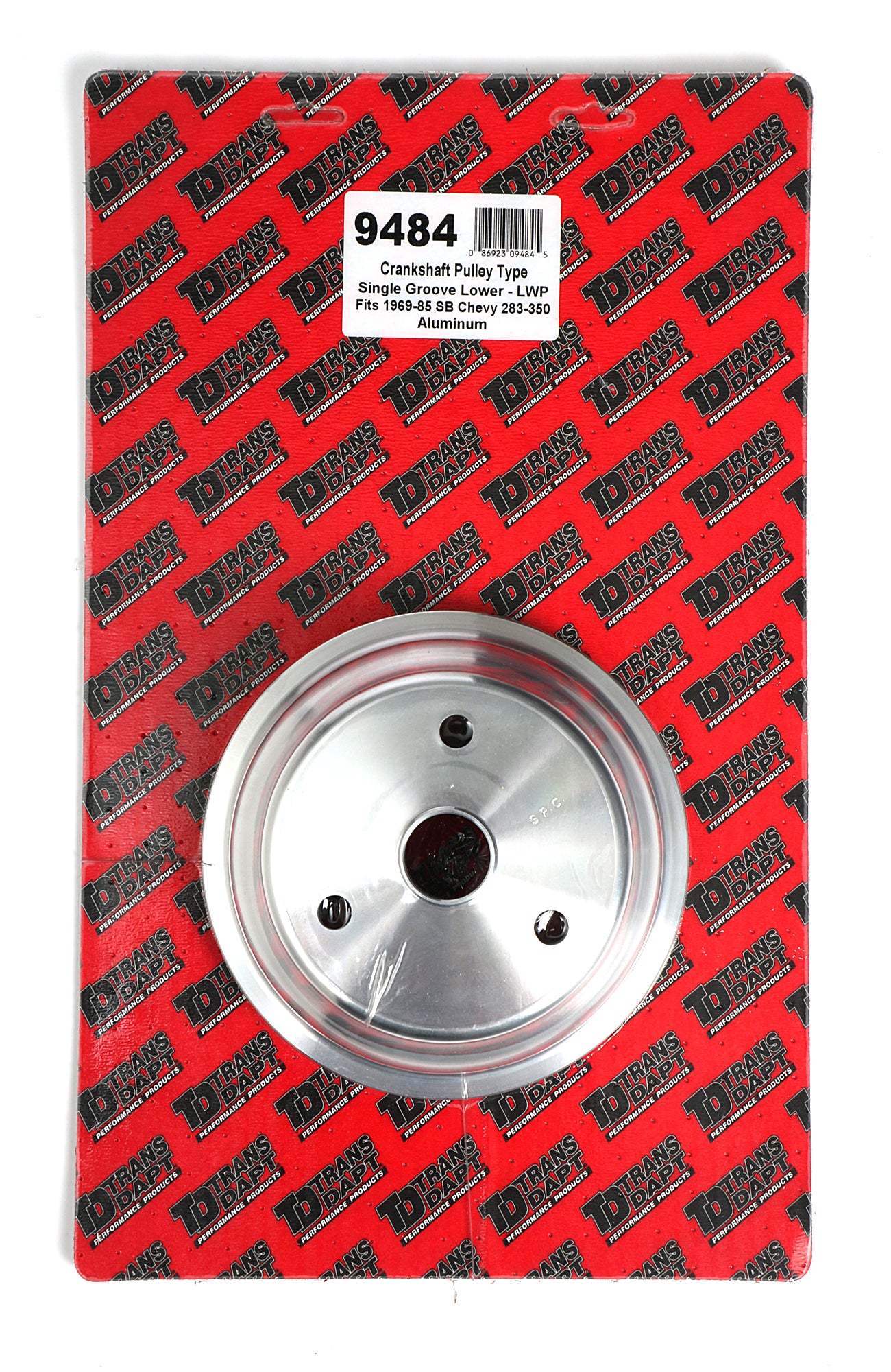 Trans-Dapt Performance Crankshaft Pulley; 1 Groove; Chevrolet 283-350; Long Water Pump- Machined Aluminum 9484