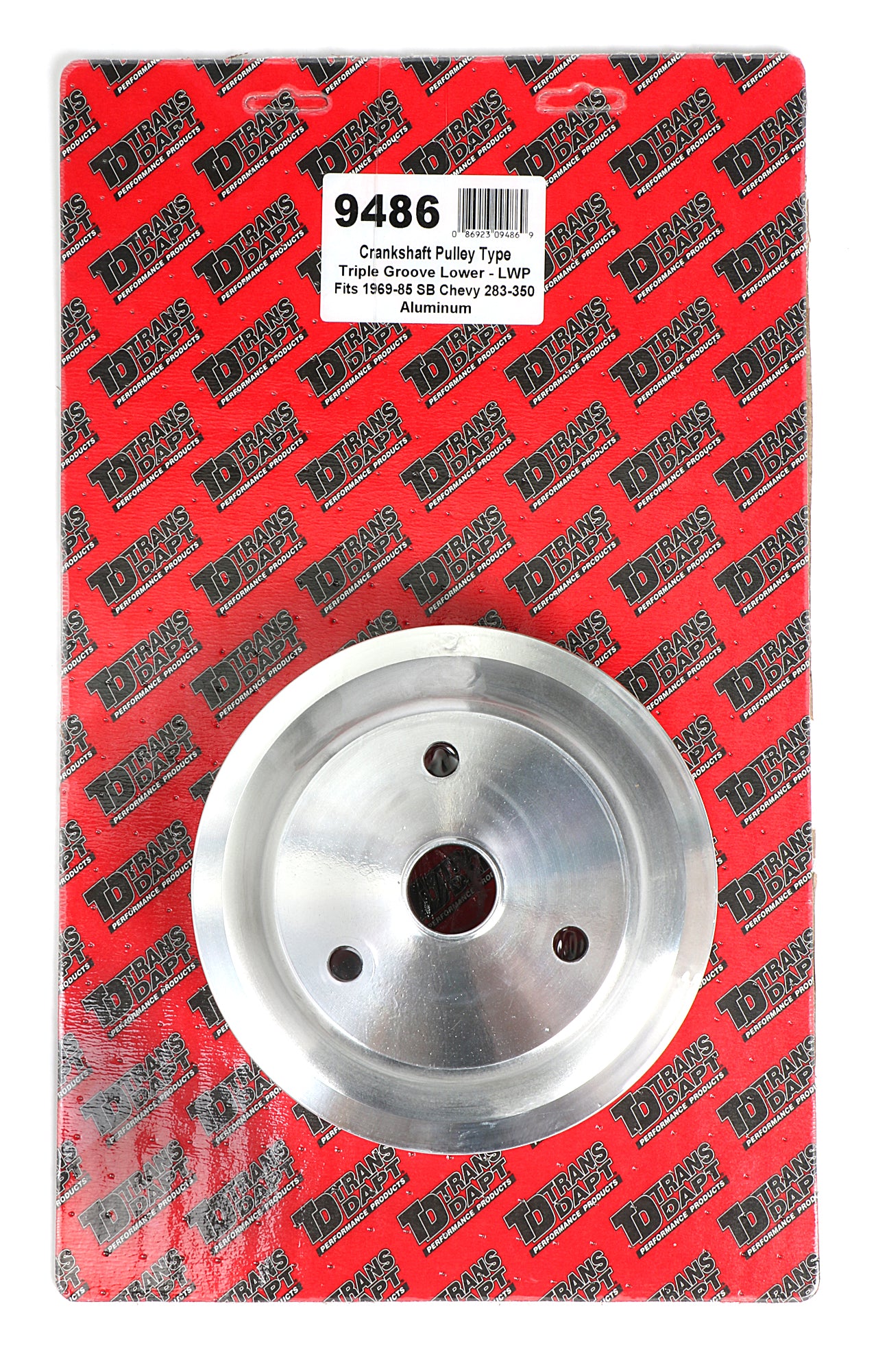 Trans-Dapt Performance Crankshaft Pulley; 3 Groove; Chevrolet 283-350; Long Water Pump- Machined Aluminum 9486