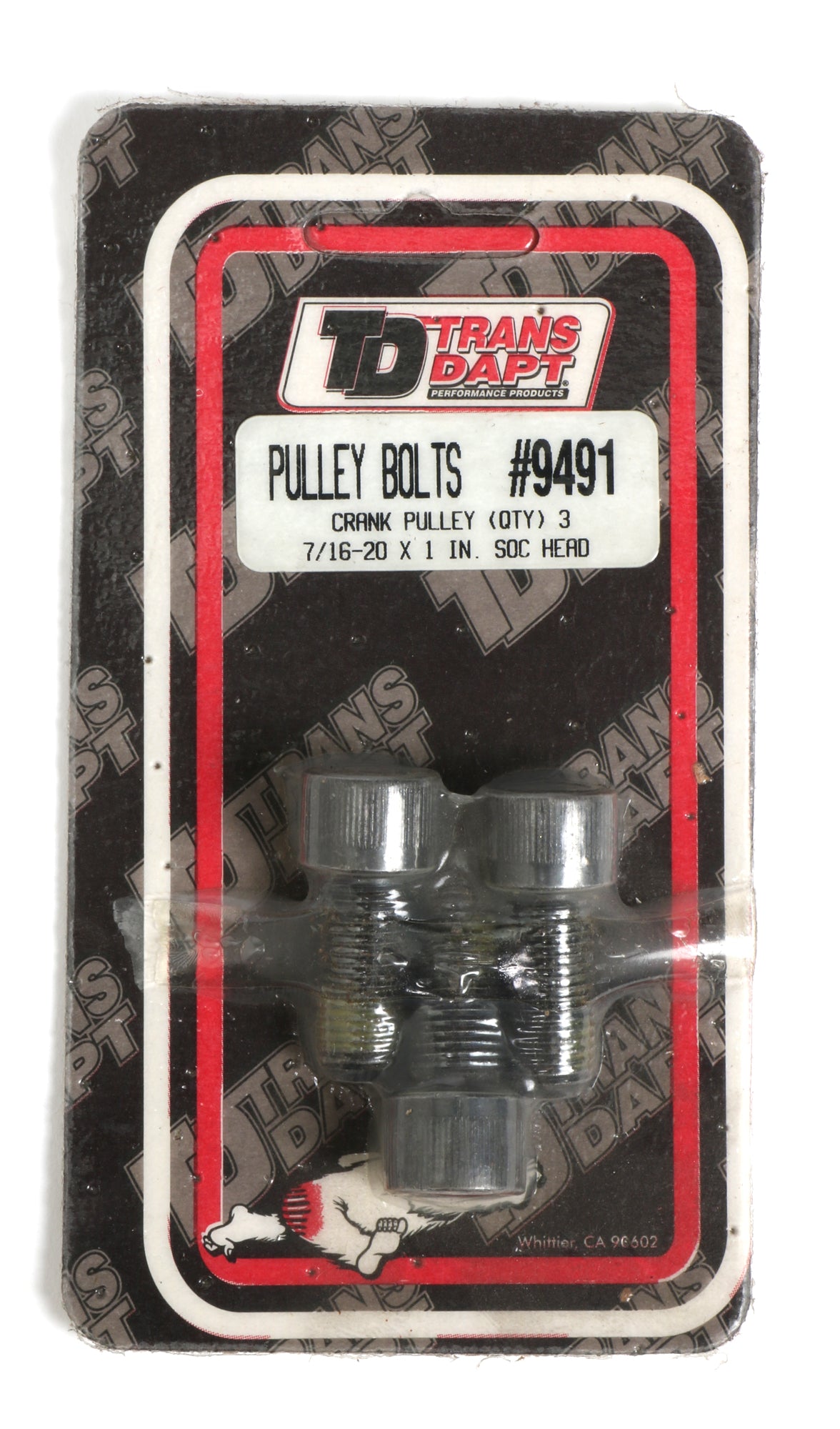Trans-Dapt Performance Crankshaft Pulley Bolts; 7/16-20 X 1 In. (3 Bolts Per Pkg.) 9491