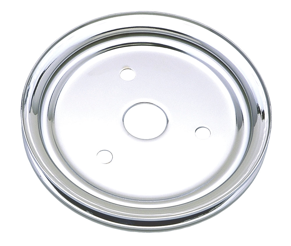 Trans-Dapt Performance Crankshaft Pulley; 1 Groove; Chevrolet 283-350; Short Water Pump- Chrome 9602
