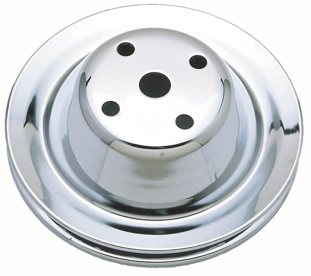 Trans-Dapt Performance Water Pump Pulley; 1 Groove; 1969-1985 Chevrolet 283-350; Long Water Pump- Chrome 9604