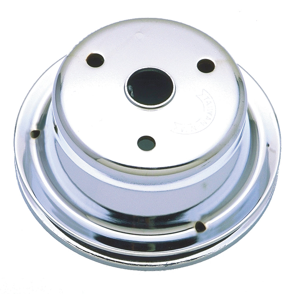 Trans-Dapt Performance Crankshaft Pulley; 1 Groove; Chevrolet 283-350; Long Water Pump- Chrome 9606