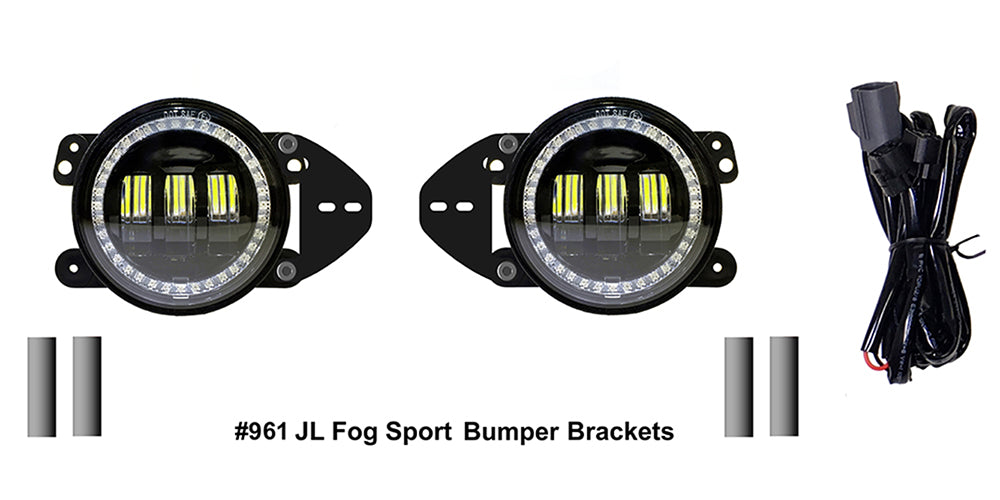 Quake LED - QTE961 - Jeep Wrangler JL/Gladiator 4 Inch Fog Lights W/ White DRL Halo/Amber Turn Signal For 2018-2020 Jeep Wrangler