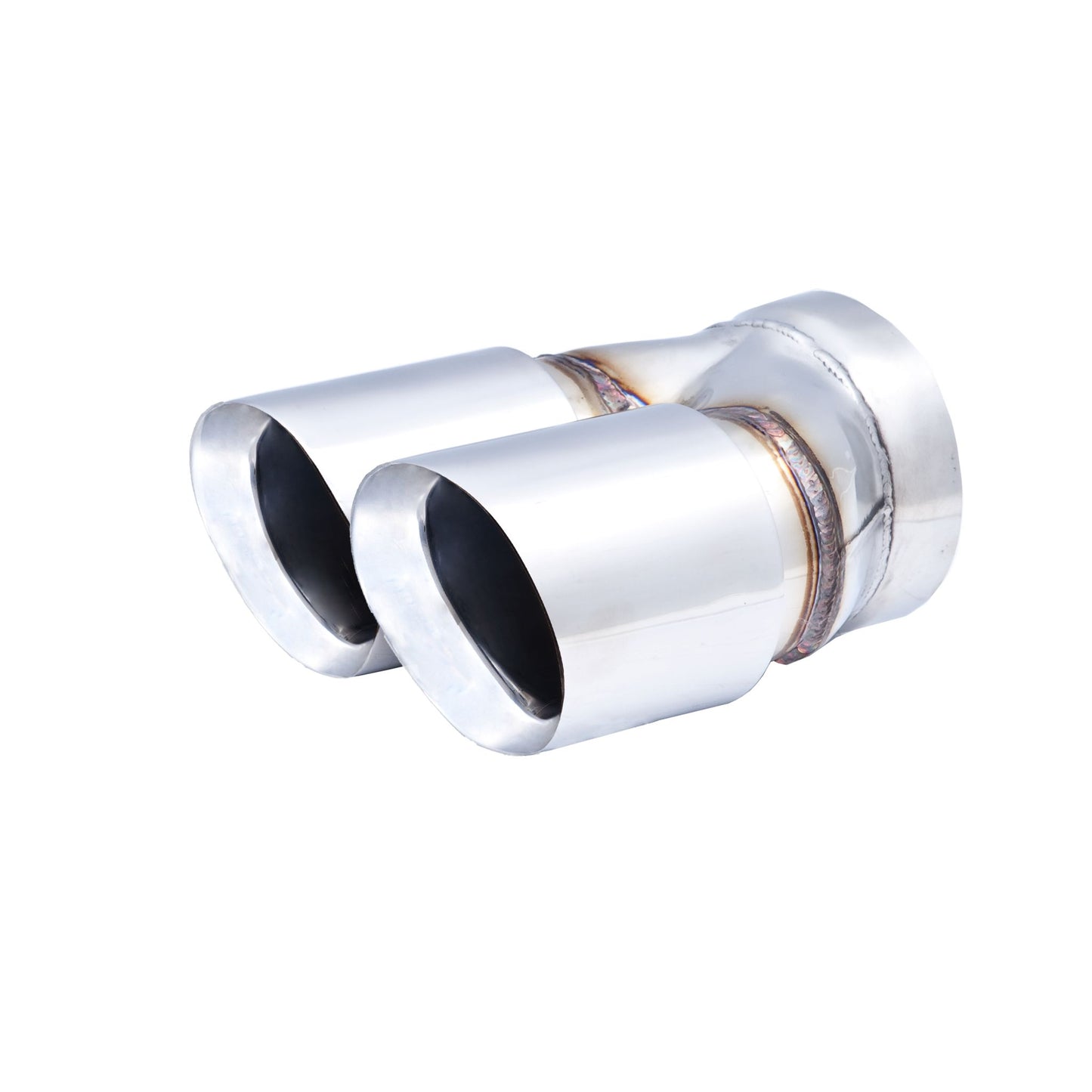 XFORCE Twin 3.5" Round Angle Cut Dual Wall 3" Inlet; Exhaust Tail Pipe Tip TY-AW35-76