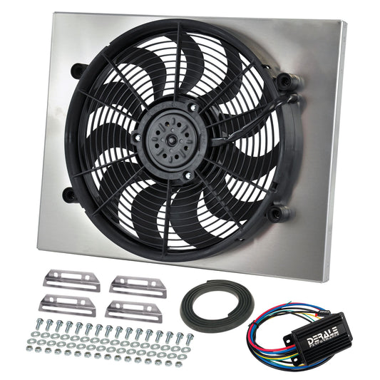 Derale High Output Single 17" Electric RAD Fan/Alum Shroud Kit w/ PWM Controller 66821