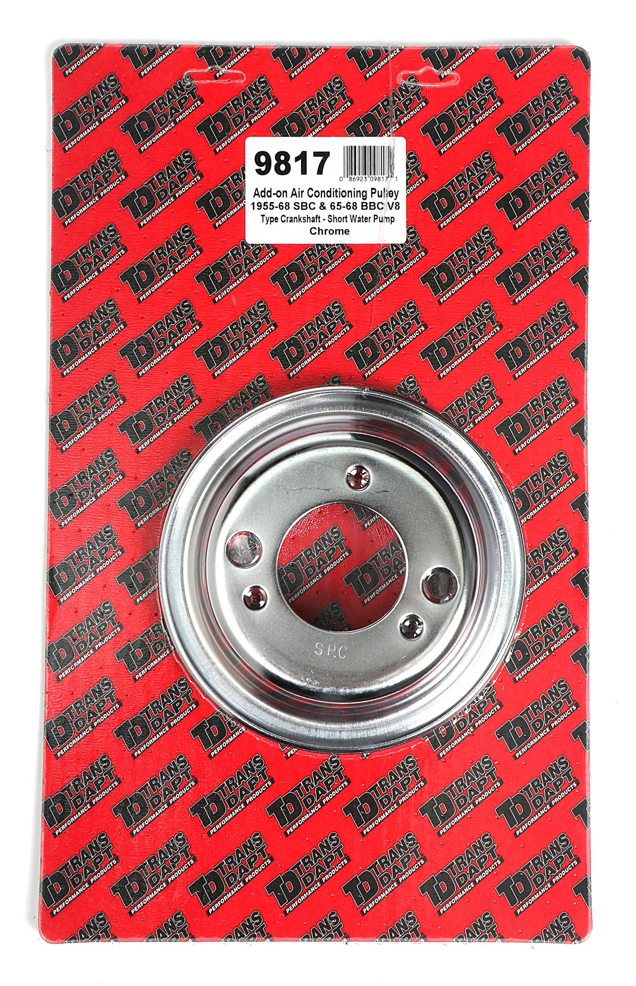 Trans-Dapt Performance Crankshaft Pulley; 1 Groove; Chevrolet 396-454; Short Water Pump- Chrome 9817