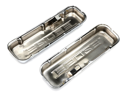Trans-Dapt Performance 502 In. C.I.D. Logo Design Valve Covers; Short; 1965-2000 Bb Chevy 502- Chrome 9848