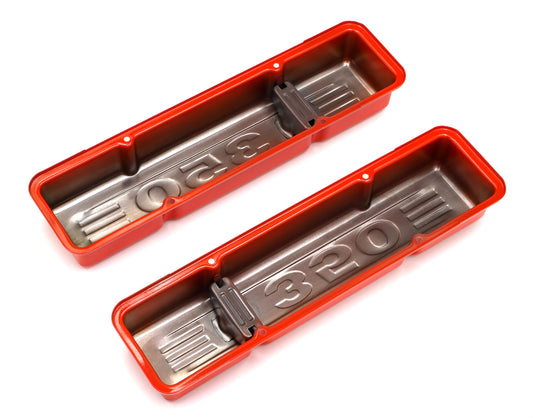 Trans-Dapt Performance Chevy 350 Logo Short Orange Powder Coated Valve Covers 9852