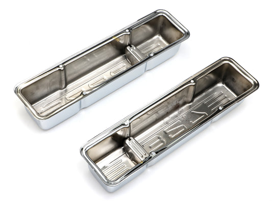 Trans-Dapt Performance 327 In. C.I.D. Logo Design Valve Covers; Tall; 1958-1986 Sb Chevy 327- Chrome 9853