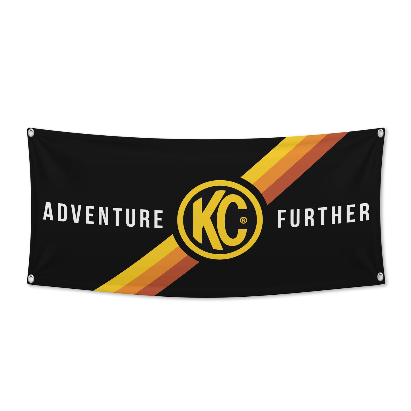 KC HiLiTES 36 inchx72 inch KC Banner - Adventure Further - Outdoor - Black / Yellow KC Logo 99021