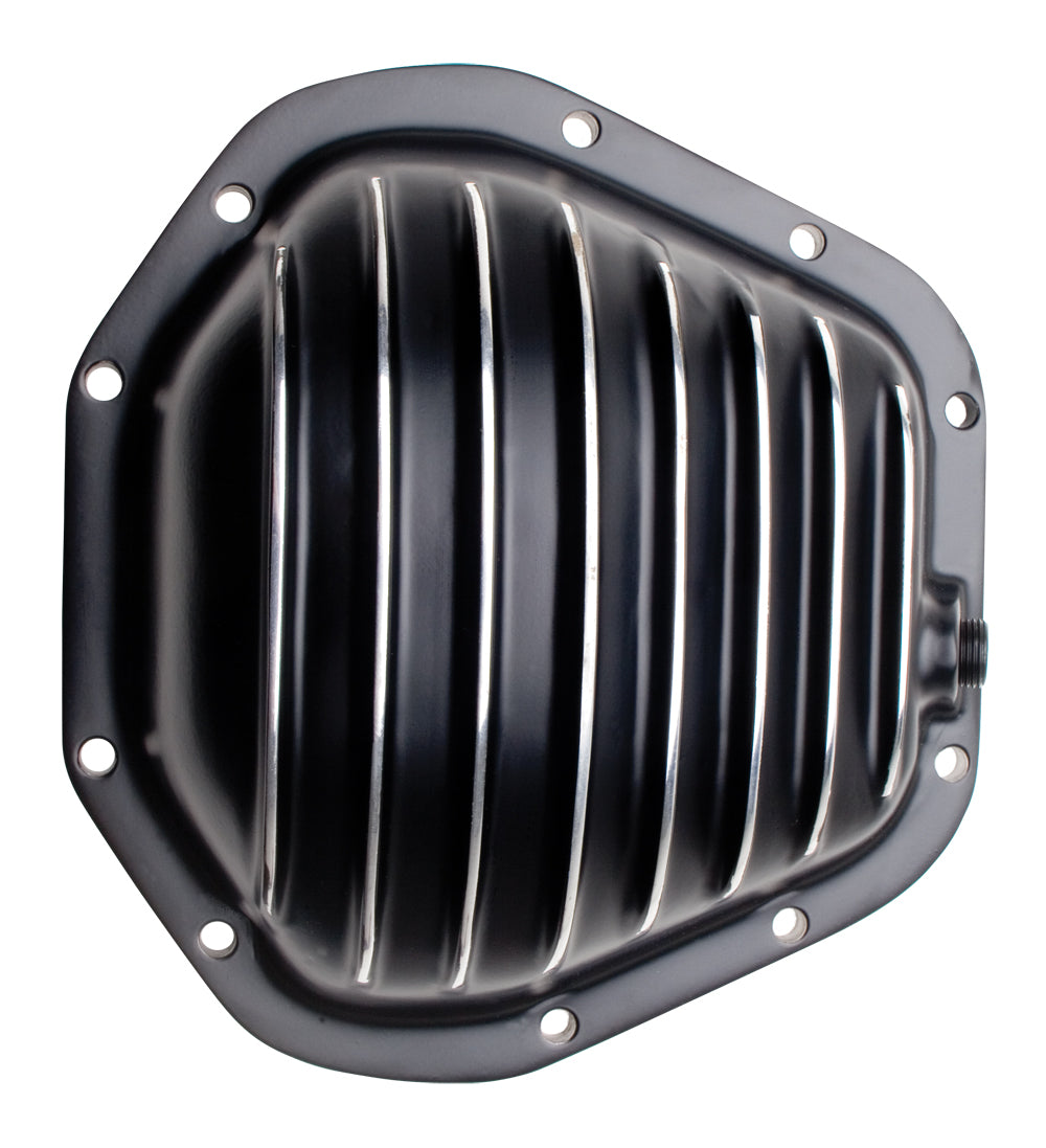 Trans-Dapt Performance Dana 60 Style Black Powder-Coated Aluminum Differential Cover With Polished Fins 9935