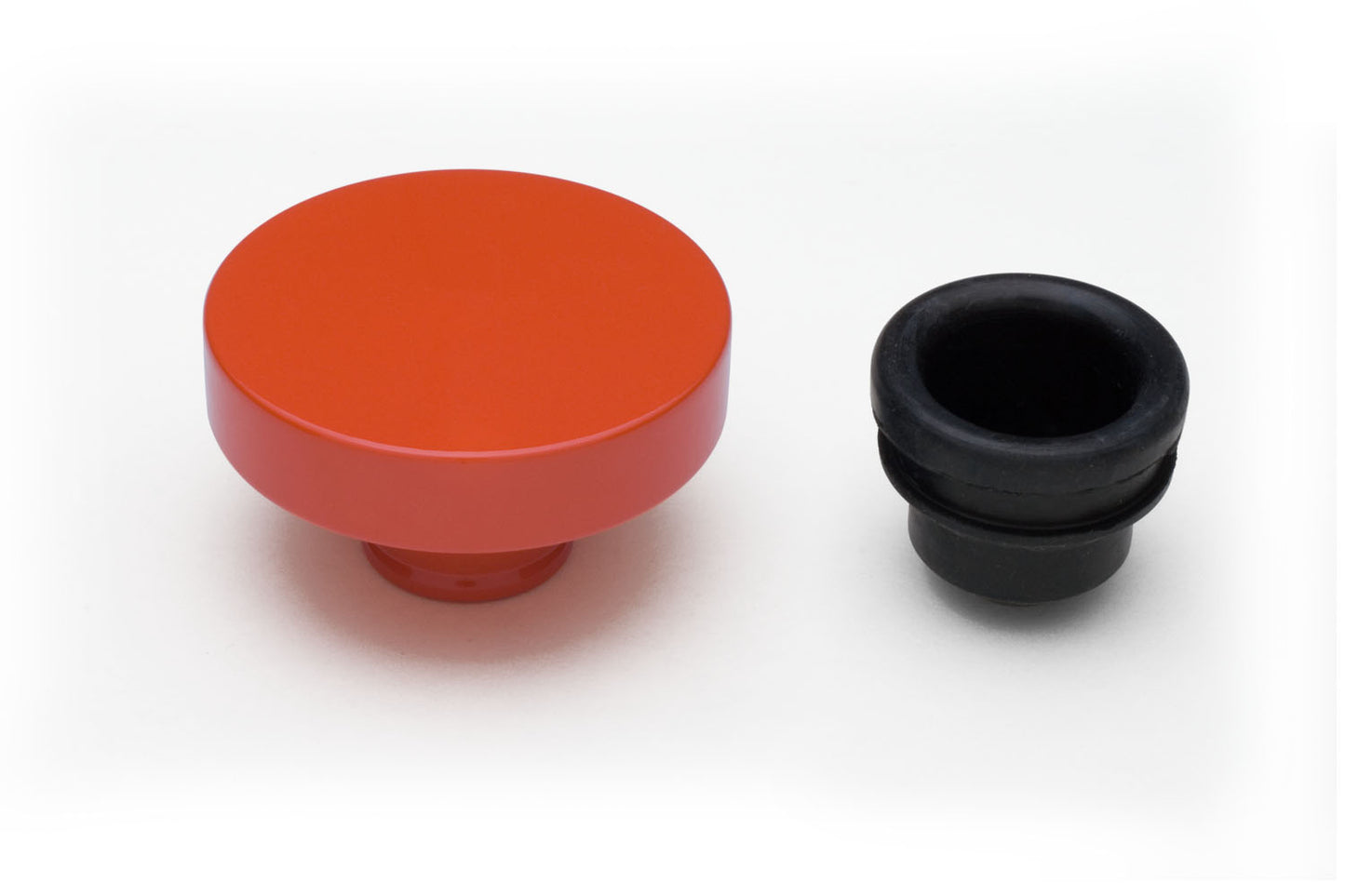 Trans-Dapt Performance Push-In Style Oil Cap; 1-1/4 In. Neck- Chevy Orange Powder Coated (Aluminum) 9954