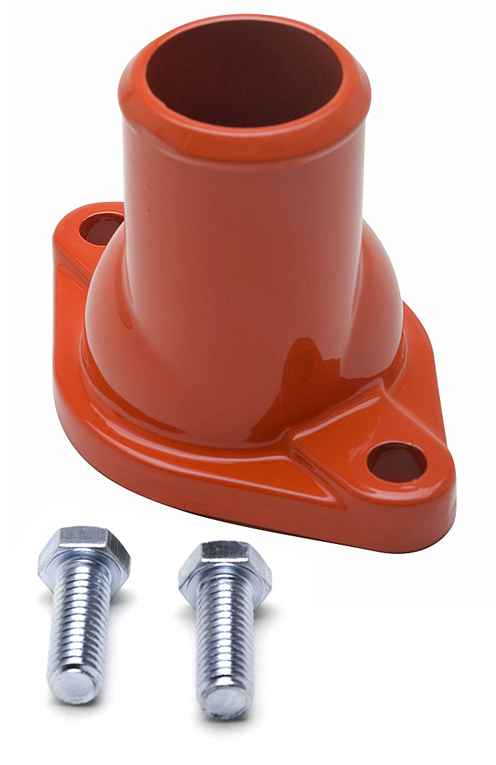 Trans-Dapt Performance Water Neck; Sb And Bb Chevy; (O-Ring Seal); Straight-Up Design- Chevy Orange Powder Coated 9955
