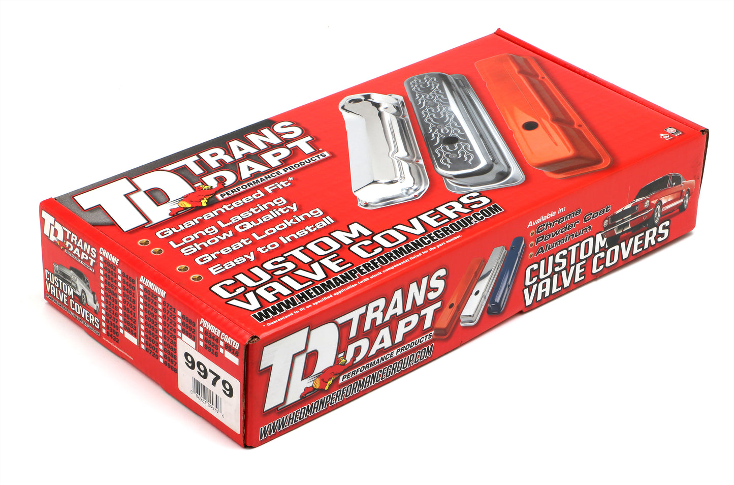 Trans-Dapt Performance Chevy 283-400 Short Orange Powder Coated Baffled Valve Covers 9979