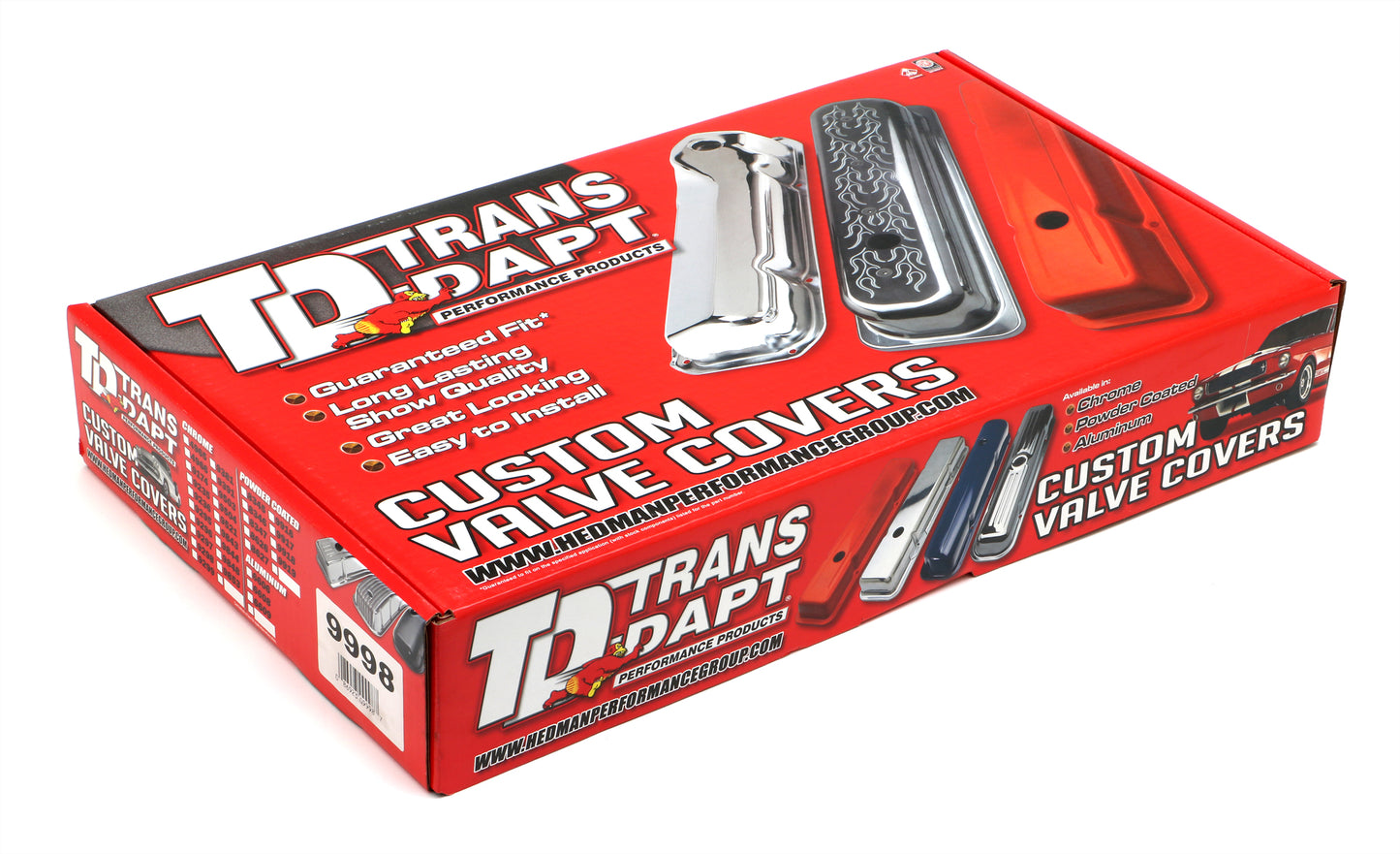 Trans-Dapt Performance Chevy 396-502 Short Orange Powder Coated Baffled Valve Covers 9998