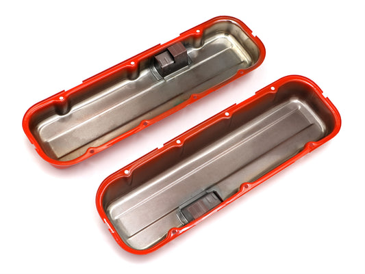 Trans-Dapt Performance Chevy 396-502 Short Orange Powder Coated Baffled Valve Covers 9998