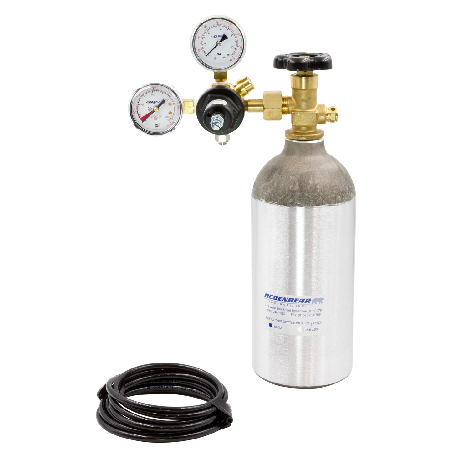 Dedenbear CO2 BOTTLE KIT COMPLETE KIT INCLUDES 2.5 LB. BOTTLE VALVE REGULATOR & TUBING AB25K