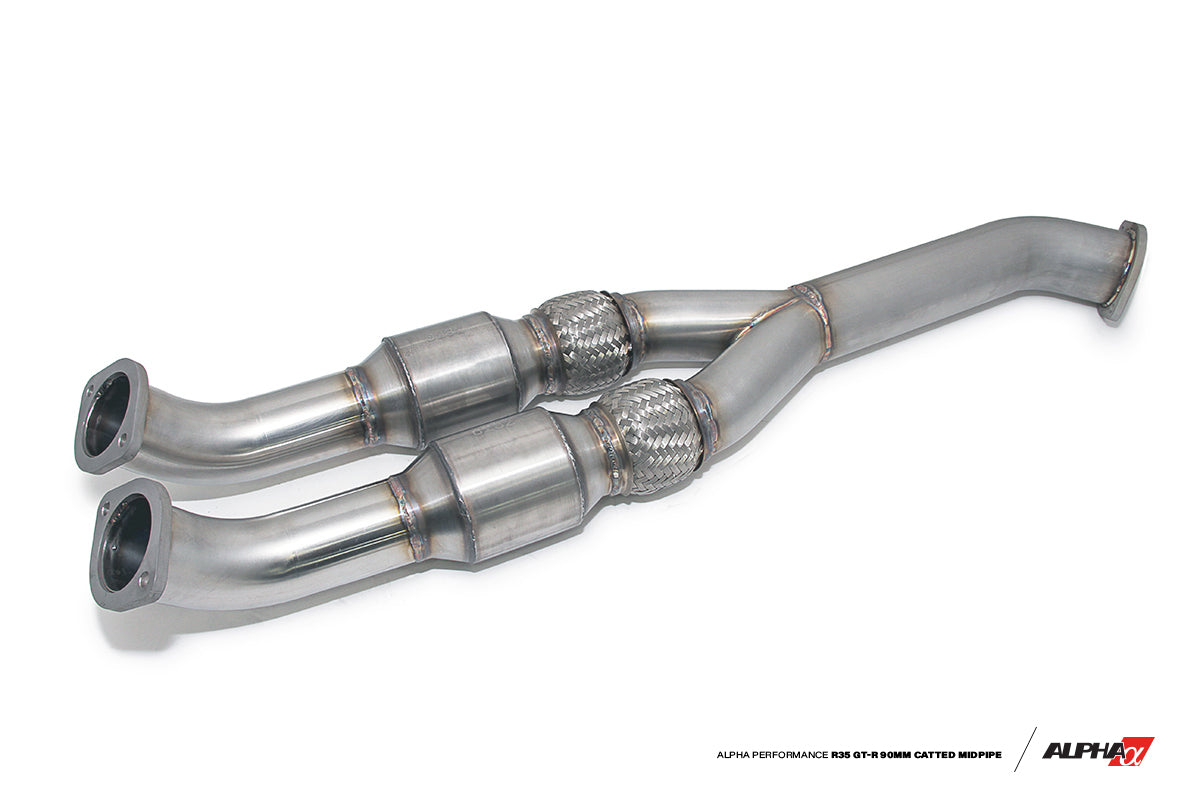 AMS Alpha Performance R35 GT-R 90mm Catted Midpipe - 90mm AMS-ALP.07.05.0006-1