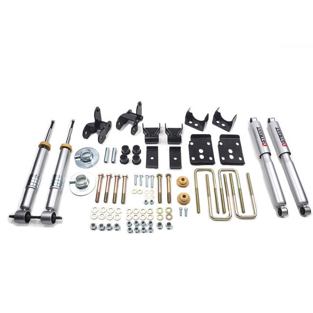 BELLTECH 1001SP LOWERING KITS Front And Rear Complete Kit W/ Street Performance Shocks 2015-2020 Ford F150 ((All Cabs) Short Bed) +1 in. to -3 in. F/4 in. R W/ Street Performance Shocks