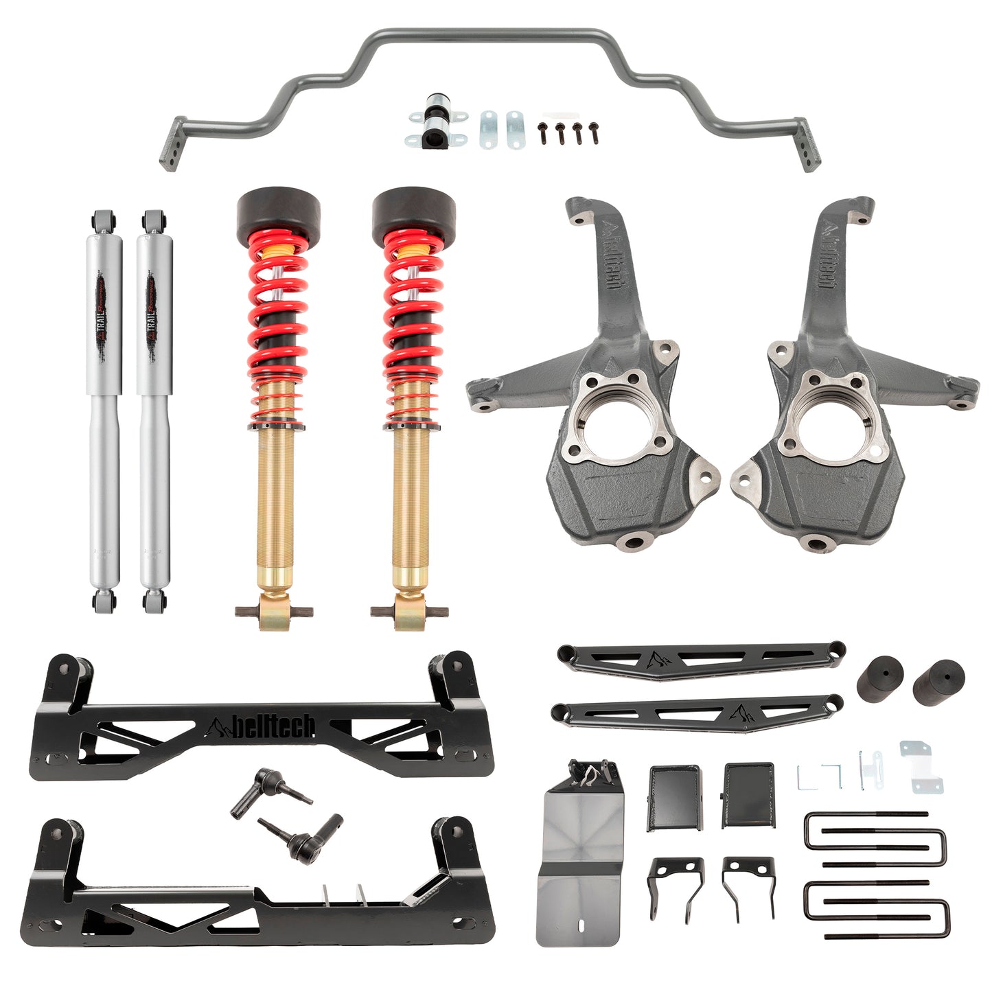 BELLTECH 150210HK LIFT KIT 6-8in. Lift Kit Inc. Front and Rear Trail Performance Coilovers/Shocks 2019-2021 GM Silverado/Sierra 1500 2WD/4WD 6-8in. Lift with Trail Peformance Coilovers/Shocks