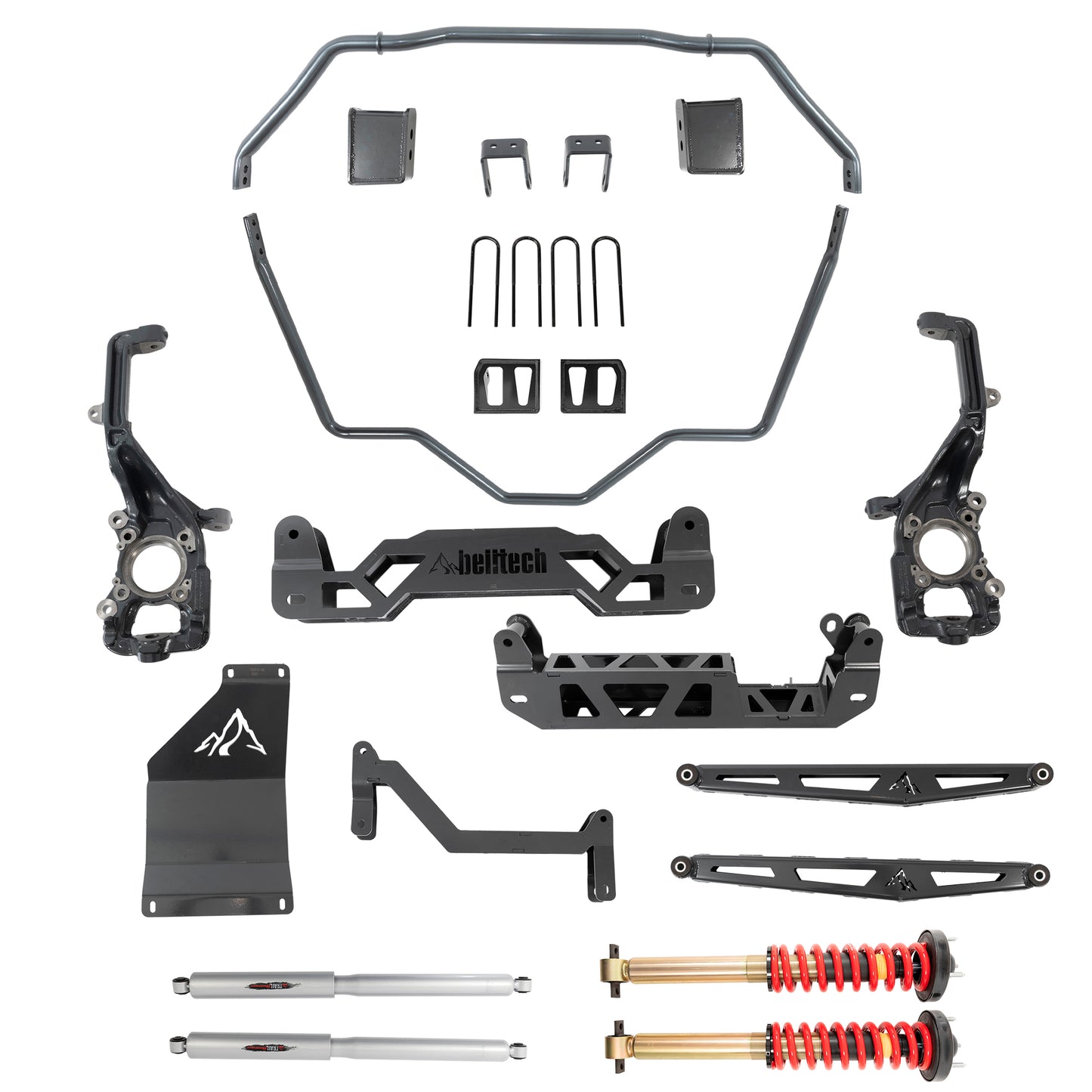 BELLTECH 152510HK LIFT KIT 5-7in. Lift Kit Inc. Front and Rear Trail Performance Coilovers/Shocks 2021 Ford F-150 (All Cabs) 4WD 5-7in. Lift w/ Front Coilovers & Sway bar