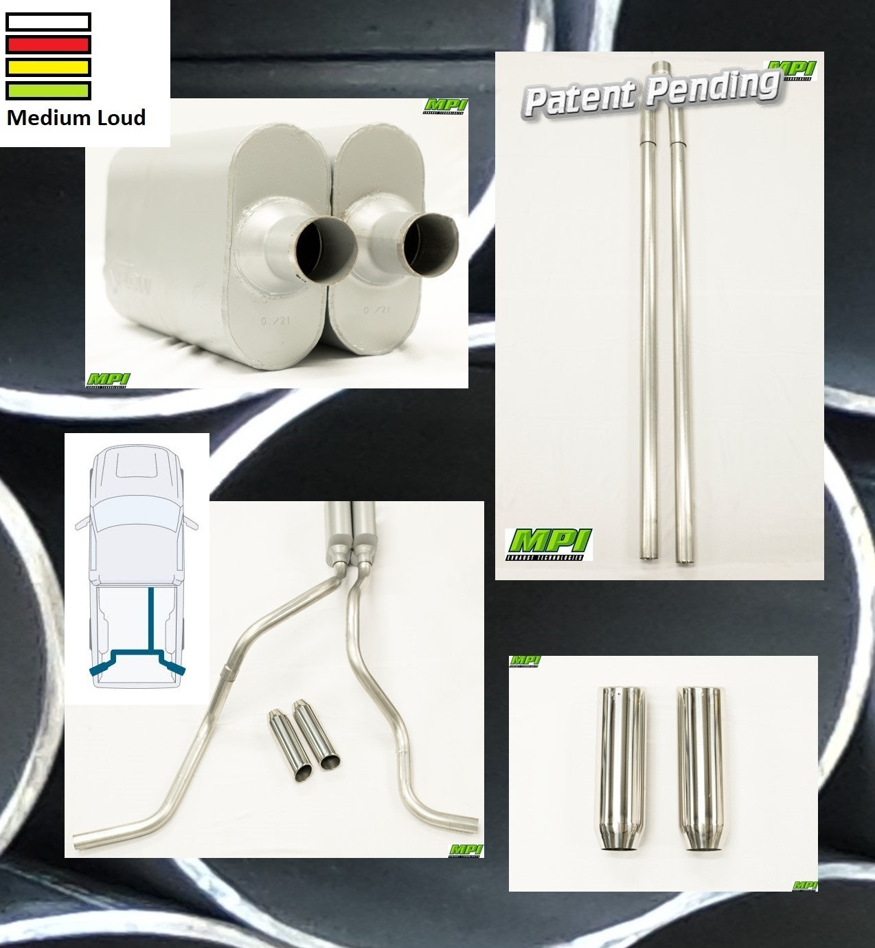 MPI Exhaust System With MPI Performance Muffler And Polished Bright Chrome Tips D351-BTPSCM