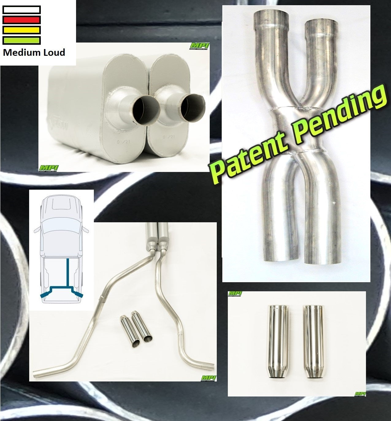 MPI Exhaust System With MPI Performance Muffler And Polished Bright Chrome Tips F251-BTPSCM