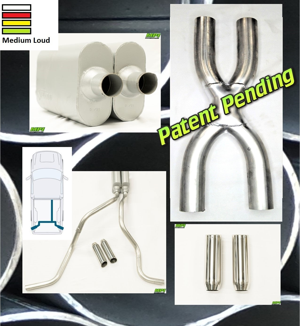 MPI Exhaust System With MPI Performance Muffler And Polished Bright Chrome Tips T221-BTPSCM